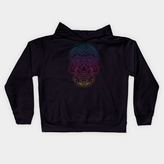 Day of the Dead Skull - Rainbow Kids Hoodie by theMeticulousWhim